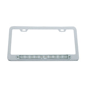 Chrome License Plate Frame With 10 LED 9" Light Bar - White LED/Clear Lens