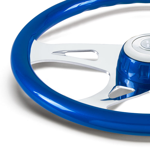 18" Boss Steering Wheel With Color Matching Horn Bezel - Electric Blue