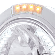 Stainless Steel Bullet Classic Headlight H4 With White LED & Signal - Clear Lens