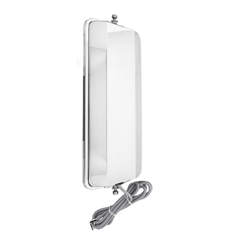 7" X 16" 430 Stainless Steel West Coast Style Mirror With Convex Lower Mirror - Heated