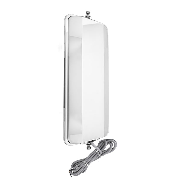 7" X 16" 430 Stainless Steel West Coast Style Mirror With Convex Lower Mirror - Heated