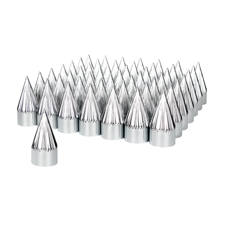 33mm x 4-3/8" Chrome Plastic Razor Nut Covers - Thread-On (60-Pack)