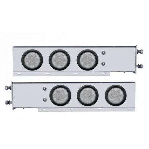 3-3/4" Bolt Pattern Chrome Spring Loaded Bar W/6X 4" 7 Red LED Lights - Clear Lens (Pair)