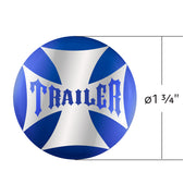 "Trailer" Maltese Cross Air Valve Knob Candy Color Sticker Only- Indigo Blue