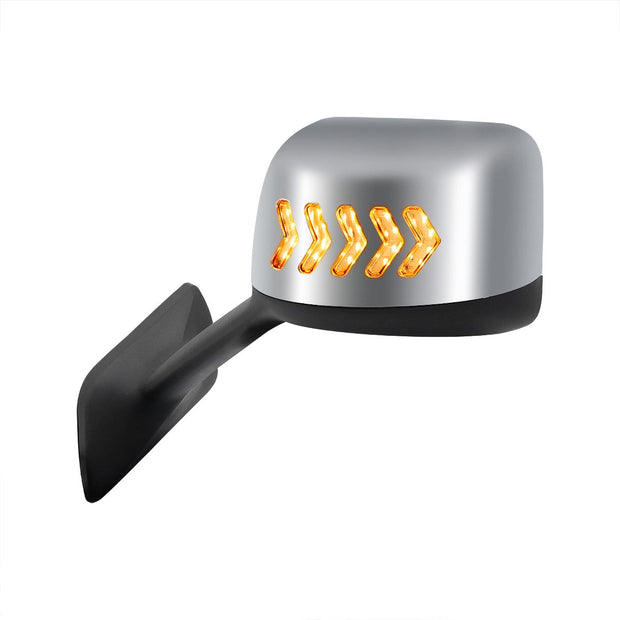 Chrome Plastic Hood Mirror Assembly With Sequential LED Turn Signals For 2018-2024 International LT-Driver