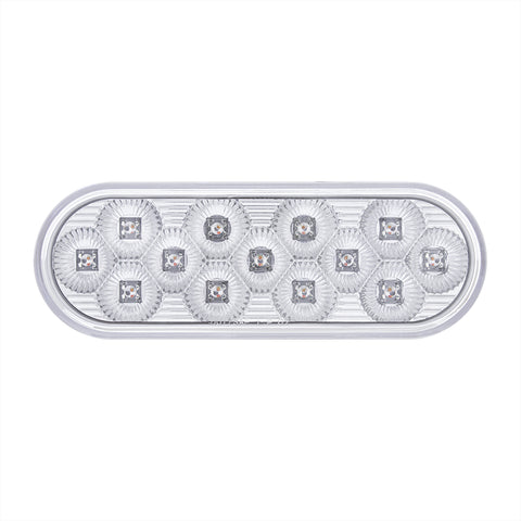 13 LED 6" Oval Double Fury Light (Stop, Turn & Tail) With Warning Light - Red & Amber LED/Clear Lens