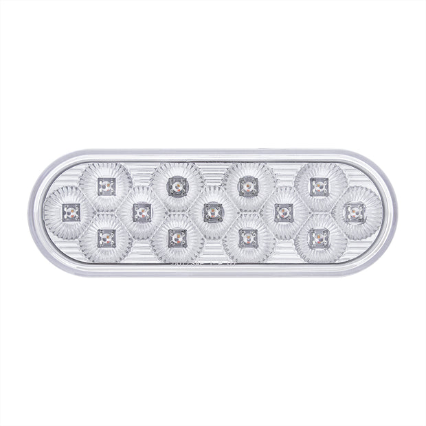 13 LED 6" Oval Double Fury Light (Stop, Turn & Tail) With Warning Light - Red & Amber LED/Clear Lens