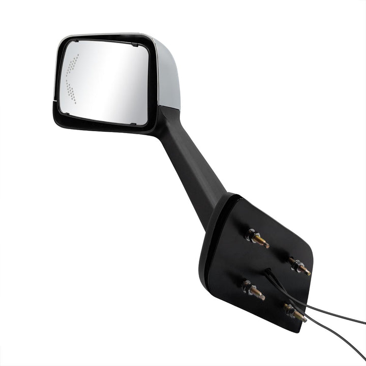 Chrome Plastic Hood Mirror Assembly With Sequential LED Turn Signals For 2018-2024 International LT-Driver