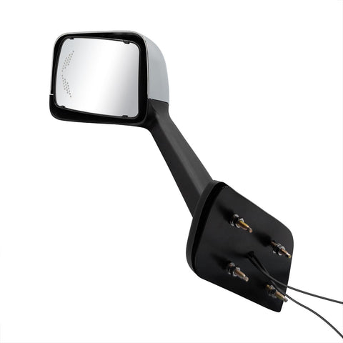 Chrome Plastic Hood Mirror Assembly With Sequential LED Turn Signals For 2018-2024 International LT-Driver