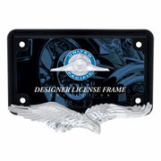 Eagle Motorcycle License Plate Frame - Chrome Eagle/Black Frame