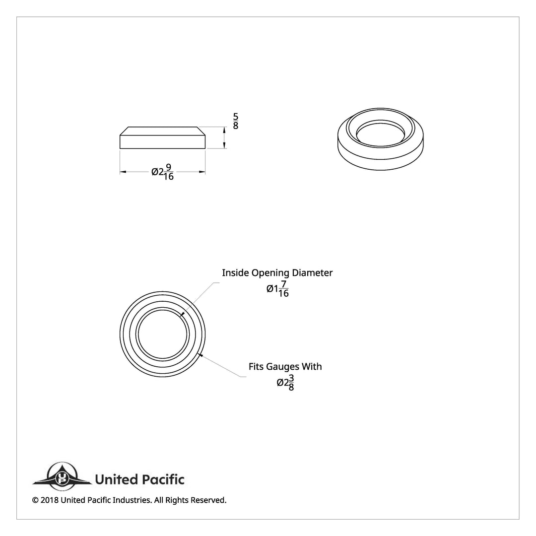 Chrome Plastic Small Gauge Bezel With Visor United Pacific 20551