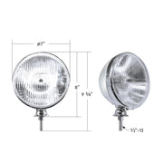 7" Chrome Dietz Style Headlight With 12 Volt Flat H4 Halogen Bulb (Pair)