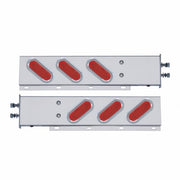 2-1/2" Bolt Pattern SS Spring Loaded Bar With 6 Oval 12 LED Lights & Visors -Red LED & Lens (Pair)