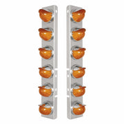 SS Front Air Cleaner Bracket W/12X 17 Amber LED Beehive Lights & SS Visors For Peterbilt-Amber LED & Lens