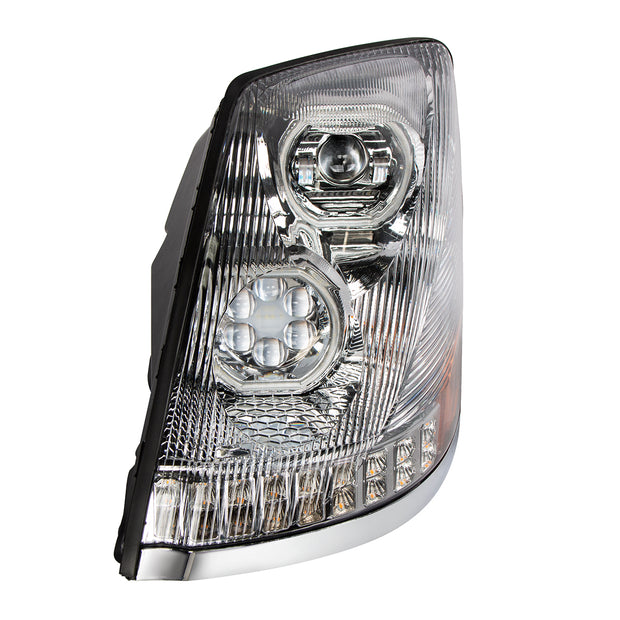 Chrome 10 LED Headlight For 2003-2017 Volvo VN/VNL - Driver Side