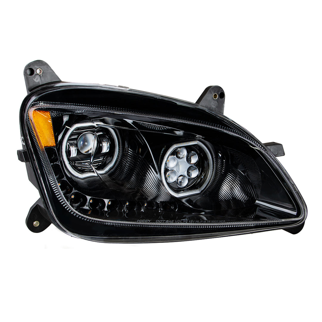 Black 10 LED Headlight For Peterbilt 587 (2010-2016) &amp; 579 (2012-2021) - Passenger Side