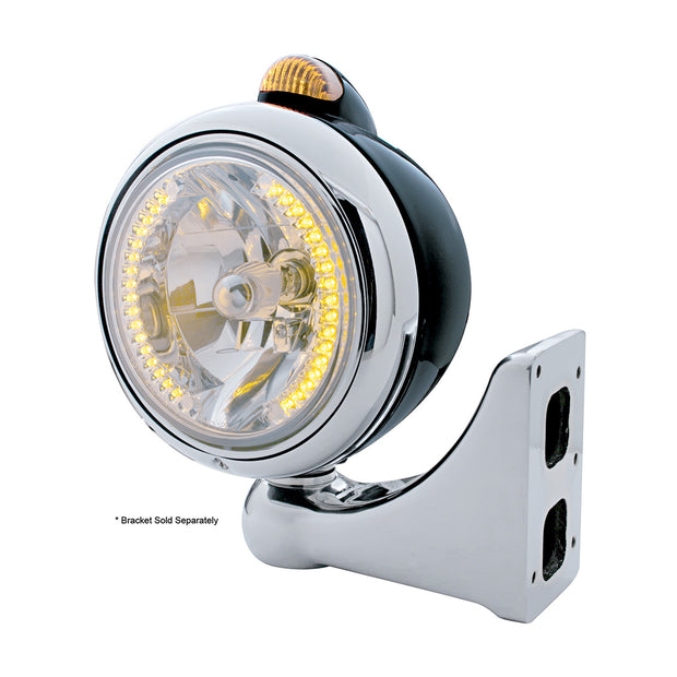 Black Guide 682-C Headlight H4 With Amber LED & Dual Mode LED Signal - Amber Lens
