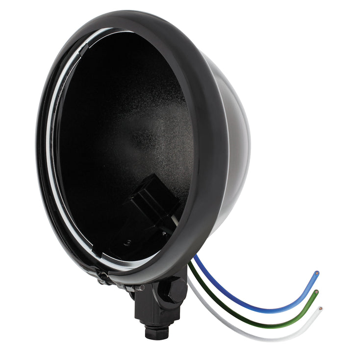 Black 5-3/4" Motorcycle Headlight Housing Only - Bottom Mount