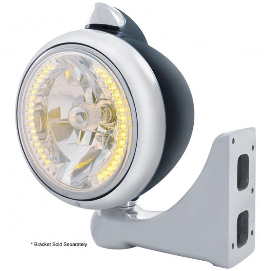 Black Guide 682-C Headlight H4 With 34 Amber LED &amp; Original Style LED Signal-Clear Lens