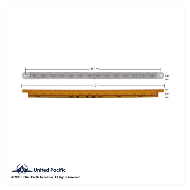 14 LED 12" Turn Signal Light Bar - Amber LED/Clear Lens