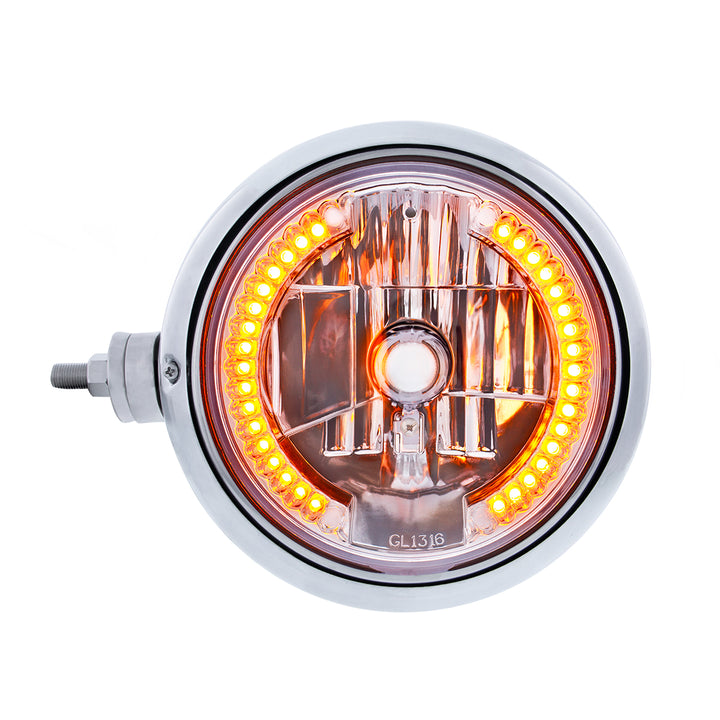 Chrome Guide 682-C Style Headlight Assembly W/Crystal Lens &amp; 34 LEDs Position Light - L/H (Horizontal Mount)