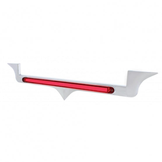 Chrome Hood Emblem Trim With 24 LED GloLight Bar For Kenworth - Red LED/Red Lens