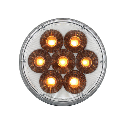 14 LED 4" Round Double Fury Light (Turn Signal) - Amber & White LED/Clear Lens