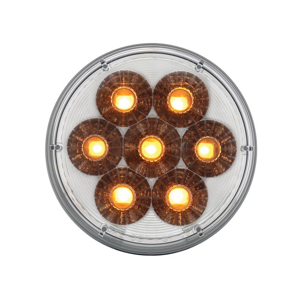 14 LED 4" Round Double Fury Light (Turn Signal) - Amber & White LED/Clear Lens