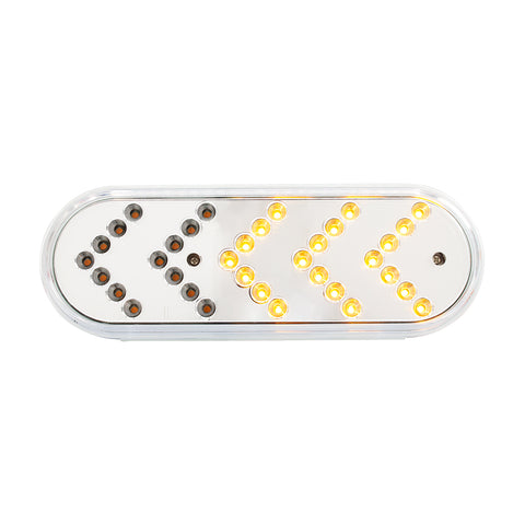 35 LED 6" Reflector Oval Sequential Turn Signal Light - Amber LED/Clear Lens