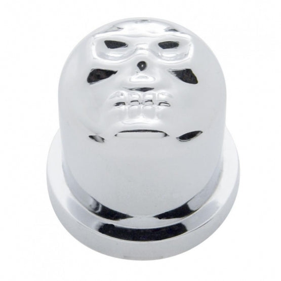 1-1/8" X 1-7/8" Chrome Plastic Skull Nut Cover, Push-On Style (10-Pack)