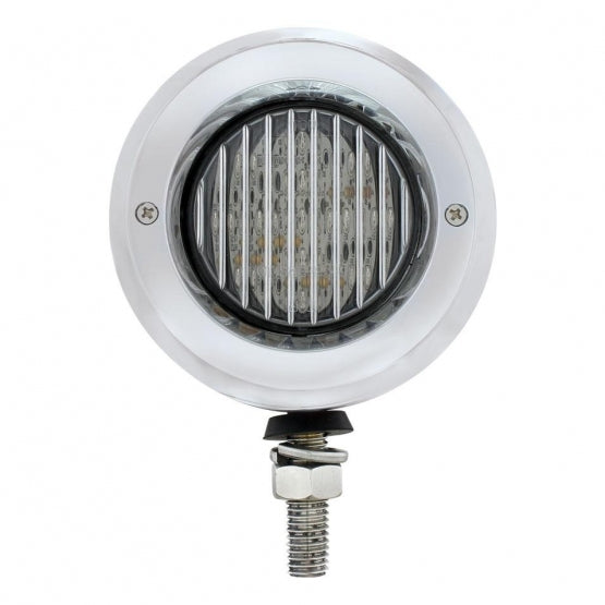 Stainless 2-1/2" Double Face Light With LED Lights &amp; Bezels - Amber &amp; Red LED/Clear Lens