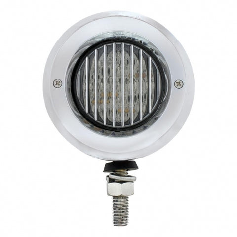 Stainless 2-1/2" Double Face Light With LED Lights & Bezels - Amber & Red LED/Clear Lens