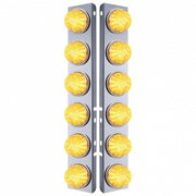 SS Front Air Cleaner Bracket W/12X 17 LED Beehive Lights & SS Bezels For Peterbilt-Amber LED/Clear Lens (Pair)