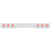 Stainless 1 Piece Rear Light Bar With 6X 36 LED 4" Lights & Bezels - Red LED/Clear Lens