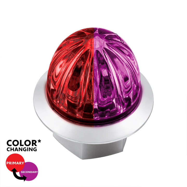 4 LED 3/4" Mini Watermelon Double Fury Light With Clear Lens (Clearance/Marker) - Red &amp; Purple LED