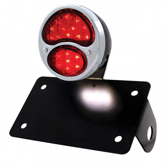 SS & Black Housing 1928 Ford Style LED Tail Light Assembly With Horizontal Mounting Bracket For Motorcycle