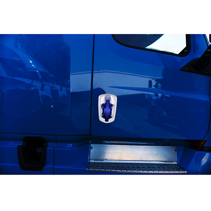 6 LED Chrome Door Handle Cover For 2018-2024 Freightliner Cascadia - Passenger, Blue LED