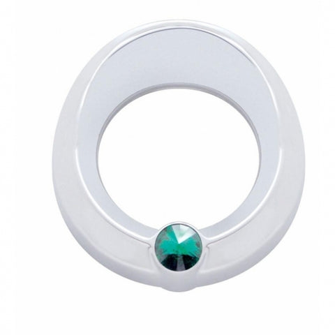 Universal Small Gauge Bezel With Visor - Green Crystal