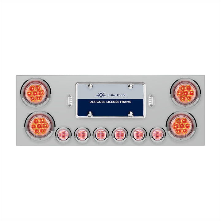 SS Rear Center Panel With 4X 7 LED 4" Reflector Lights &amp; 6X 9 LED 2" Lights -Red LED/Clear Lens