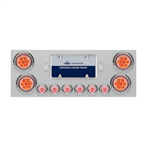 SS Rear Center Panel With 4X 7 LED 4" Reflector Lights & 6X 9 LED 2" Lights -Red LED/Clear Lens