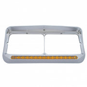 Rectangular Dual Headlight Bezel With Visor And LED Sequential Light Bar (Passenger) - Amber LED/Amber Lens