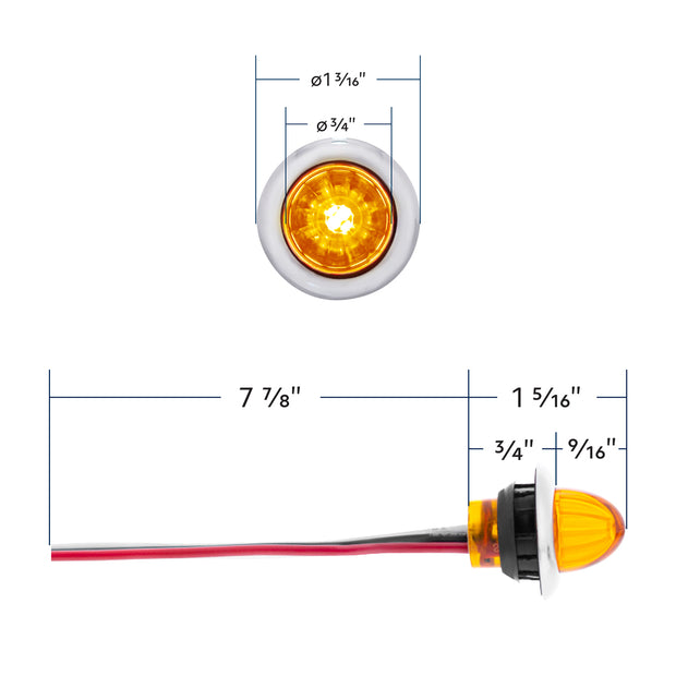 4 LED Dual Function 3/4" Mini Watermelon Light (Clearance/Marker) - Amber LED/Amber Lens