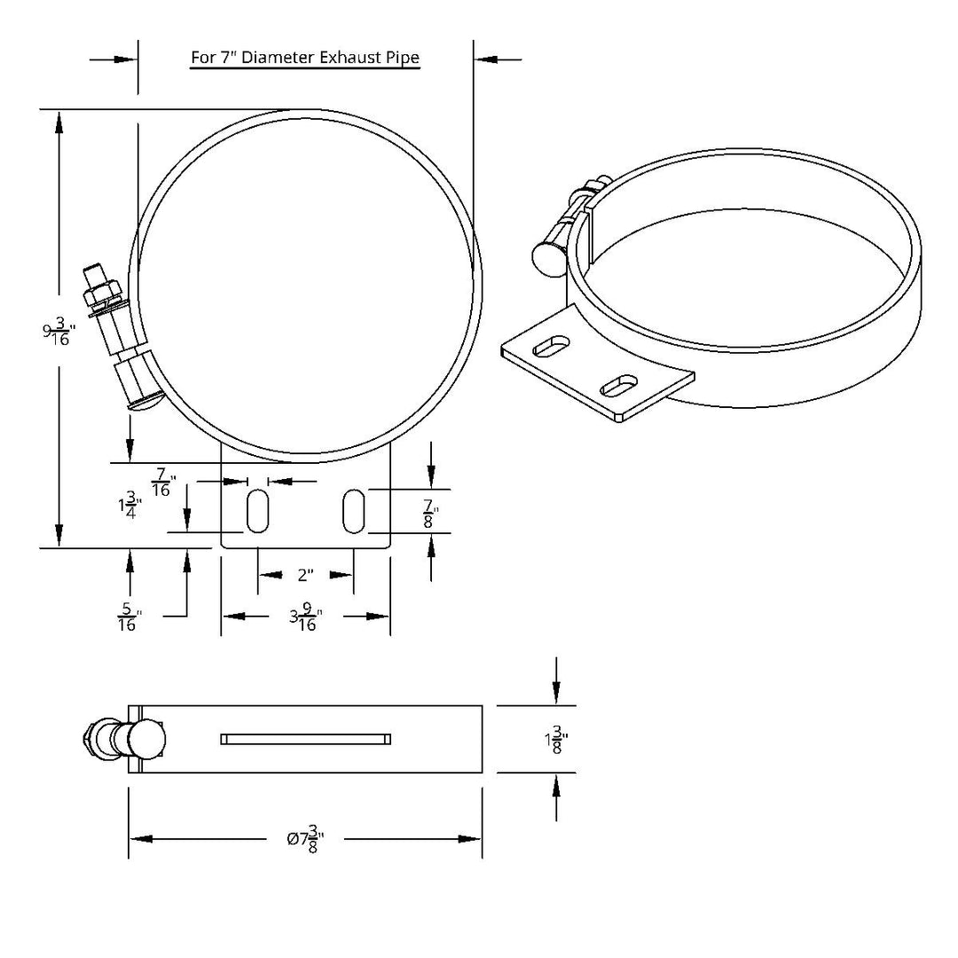 7" Chrome Cab Exhaust Clamp For Peterbilt