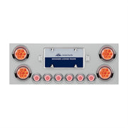 SS Rear Center Panel With 4X 7 LED 4" Reflector Lights & 6X 9 LED 2" Lights & Visors -Red LED/Clear Lens
