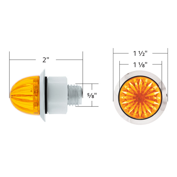 2 LED Dual Function 3/4" Mini Watermelon Light (Clearance/Marker) - Amber LED/Amber Lens