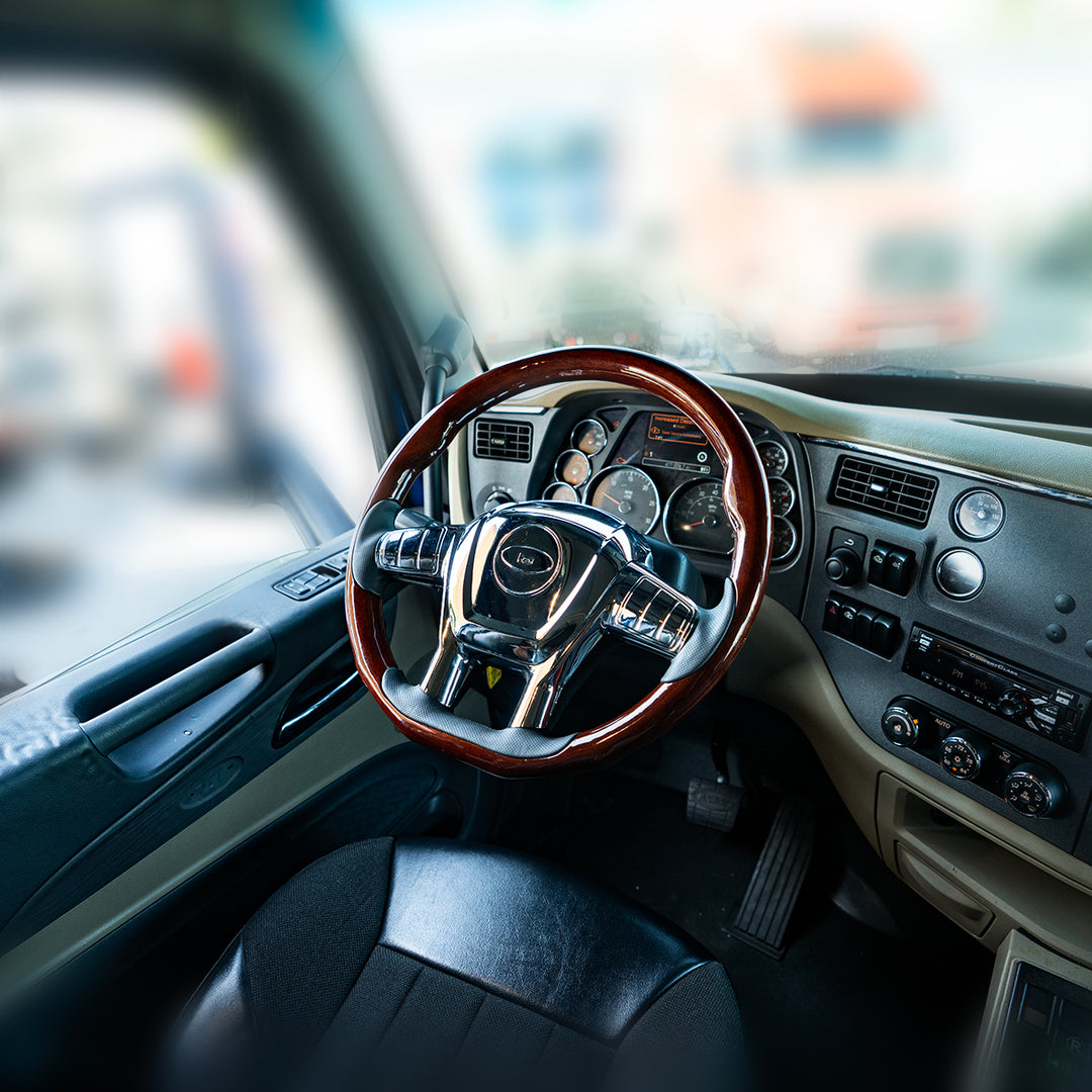 18" YourGrip Wood Steering Wheel For 2012-2021 Peterbilt 579 &amp; 2013-2021 Kenworth T680