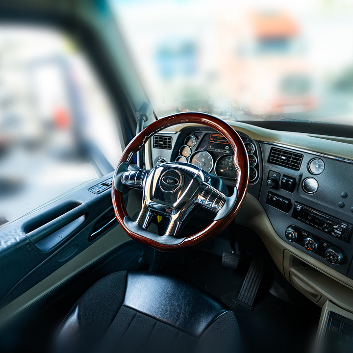 18" YourGrip Wood Steering Wheel For 2012-2021 Peterbilt 579 &amp; 2013-2021 Kenworth T680