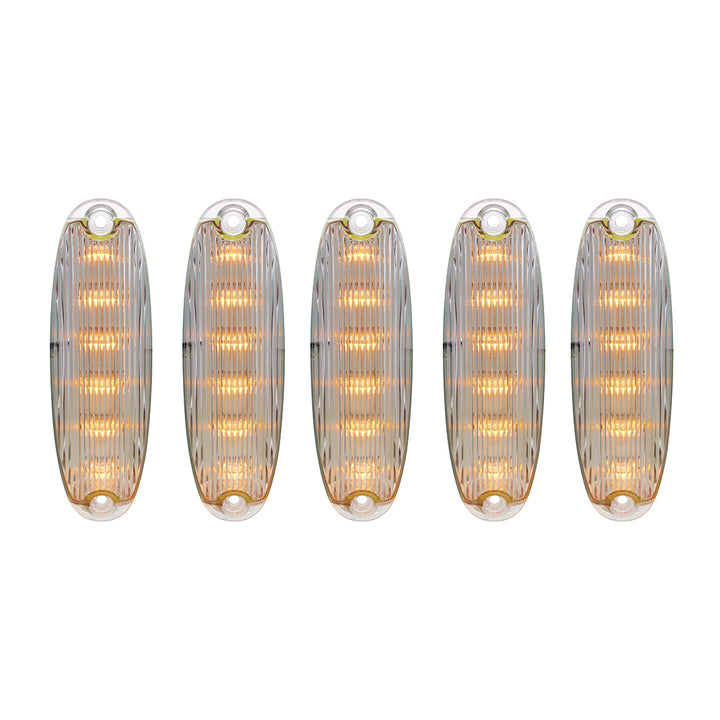 6 Amber LED Cab Lights For 2008-2017 Freightliner Cascadia - Clear Lens (5-Pack)