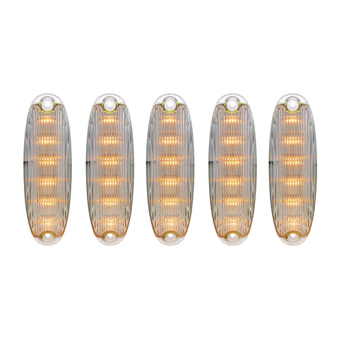 6 Amber LED Cab Lights For 2008-2017 Freightliner Cascadia - Clear Lens (5-Pack)