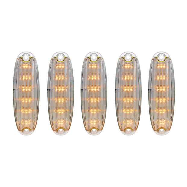 6 Amber LED Cab Lights For 2008-2017 Freightliner Cascadia - Clear Lens (5-Pack)